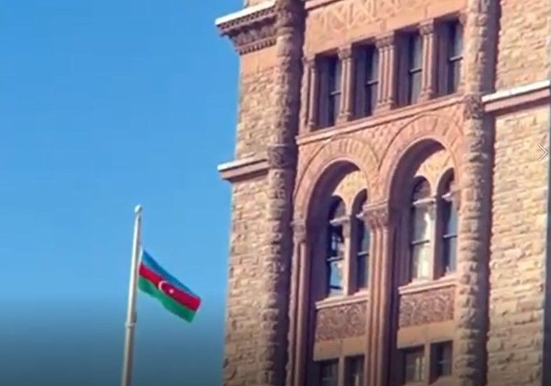 An Azerbaijani flag was raised in front of Ontario parliament for the first time