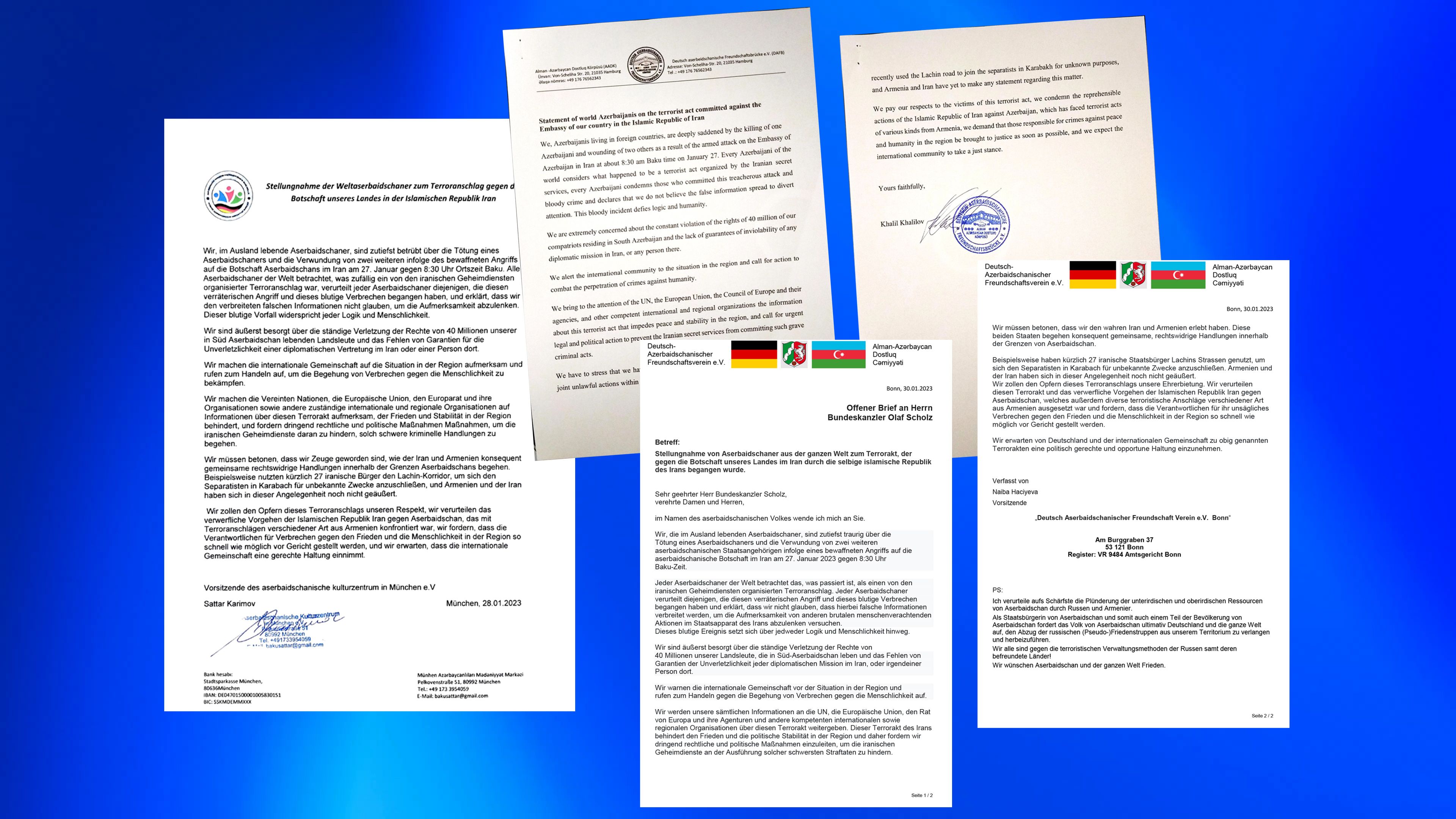 German Azerbaijanis issue statement on terrorist attack against Azerbaijani embassy in Iran