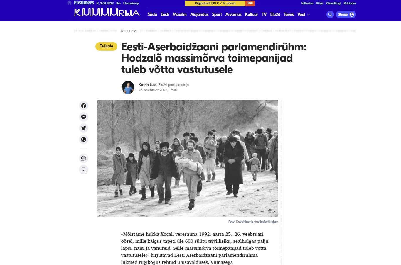 Estoniya mediası ölkə parlamentarlarının Xocalı bəyanatından yazıb