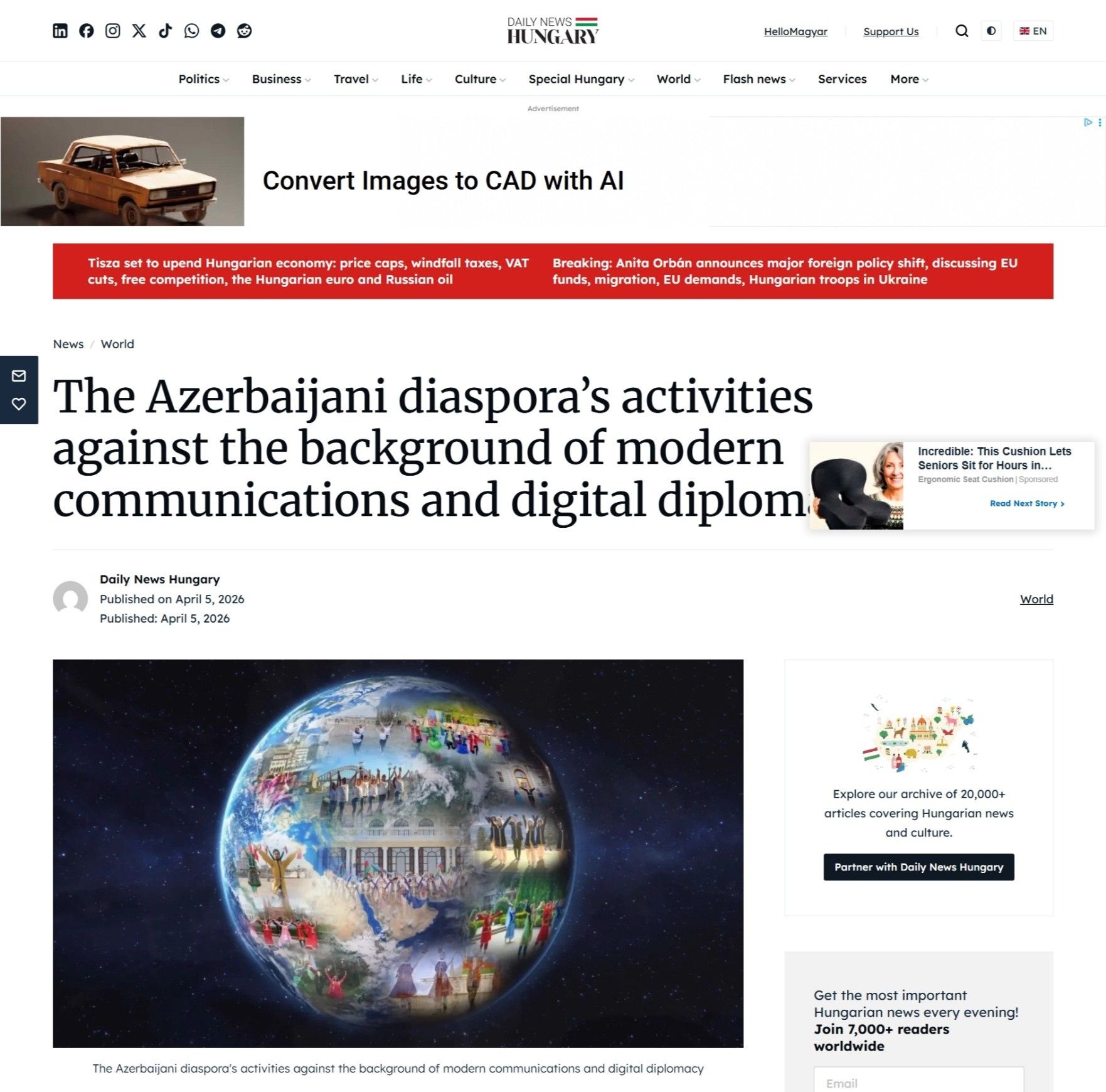 An article about the Azerbaijani diaspora in Hungary has been published