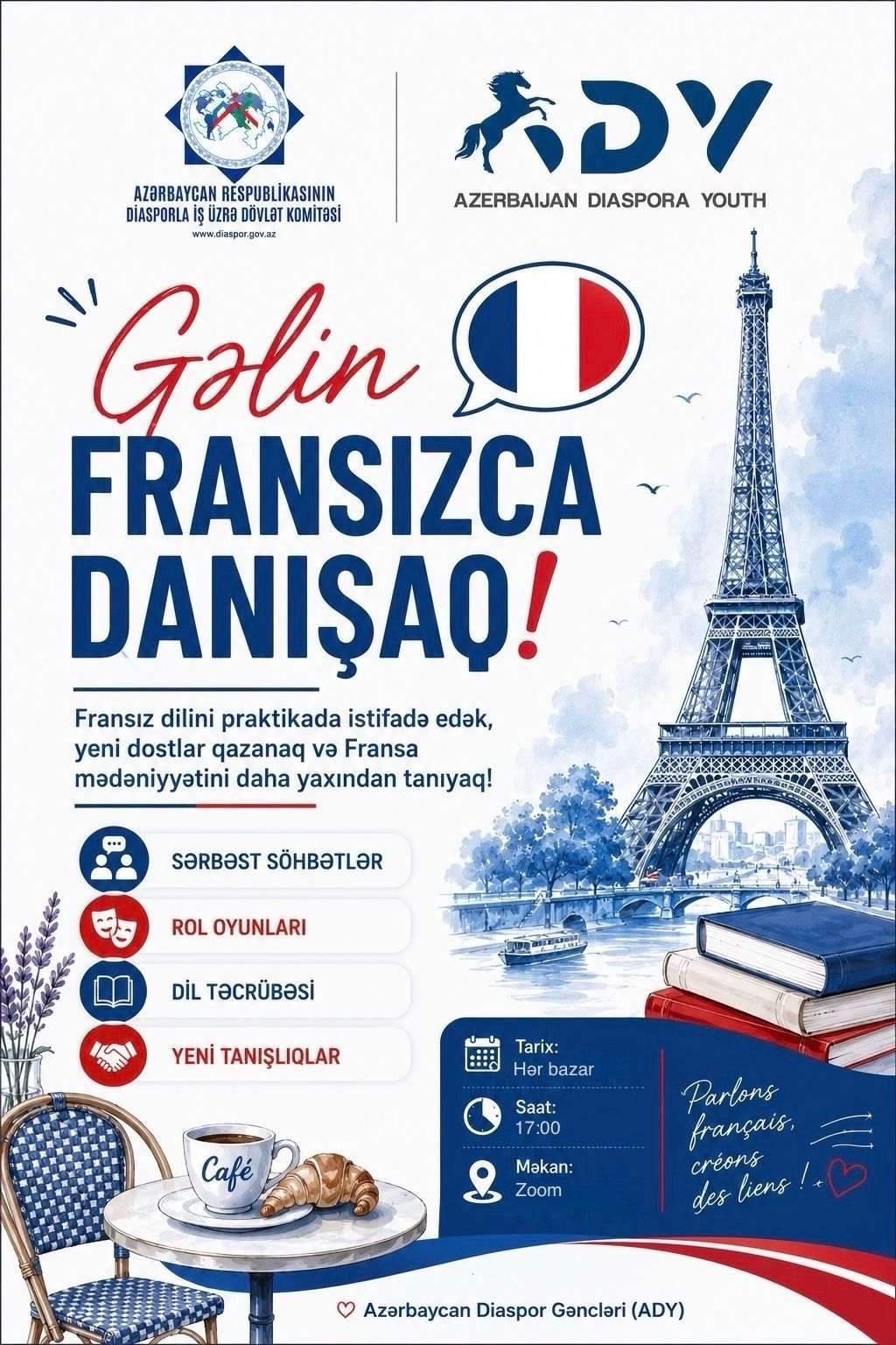 Fransada yaşayan azərbaycanlı gənclər üçün Fransız dili Danışıq Klubu fəaliyyətə başlayır