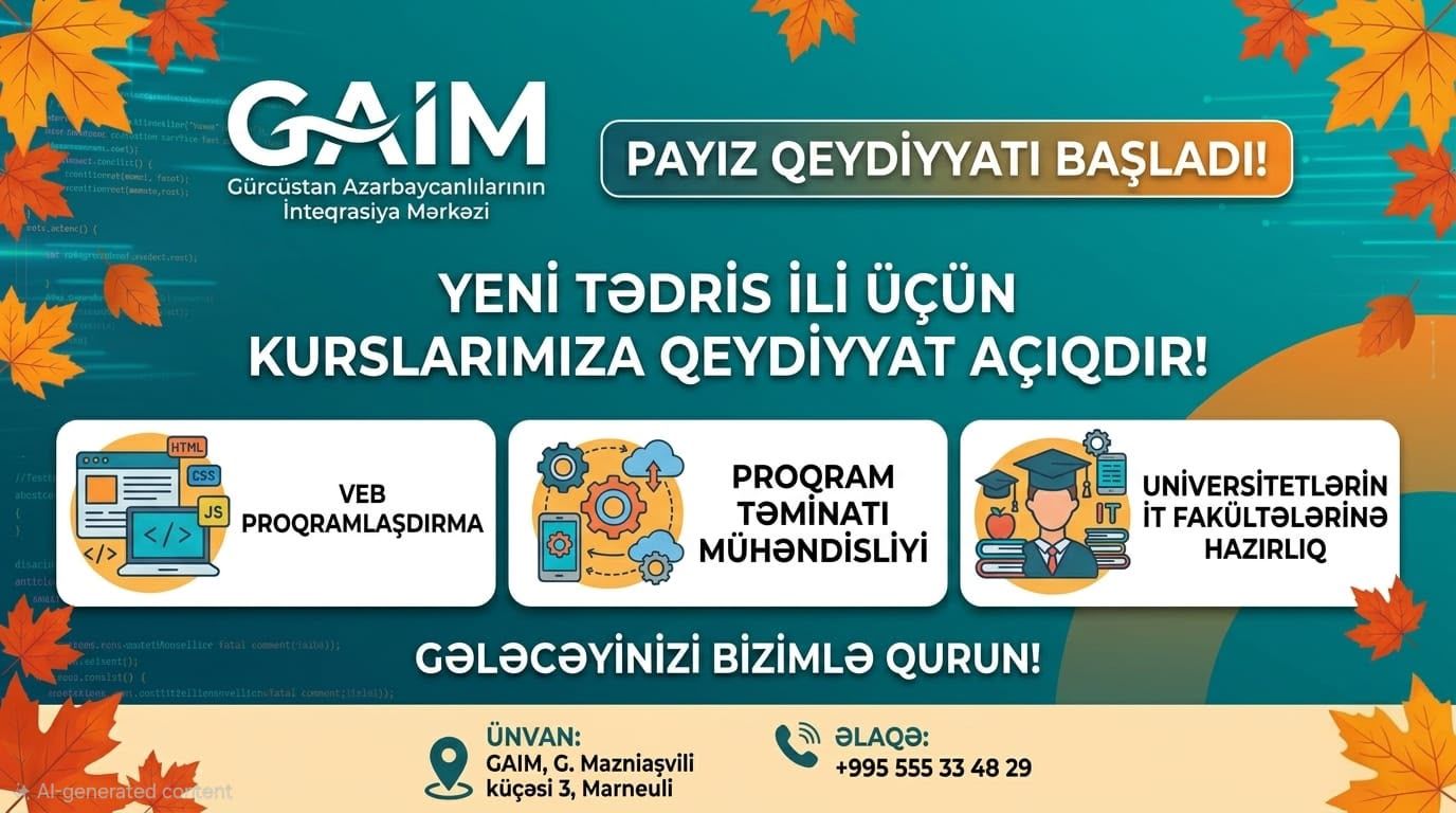  GAİM-də İT və proqramlaşdırma kurslarına qeydiyyat başlayıb