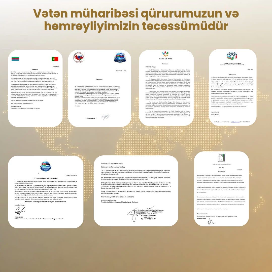 Vətən müharibəsi dünya azərbaycanlılarının qürur və həmrəyliyinin təcəssümüdür
